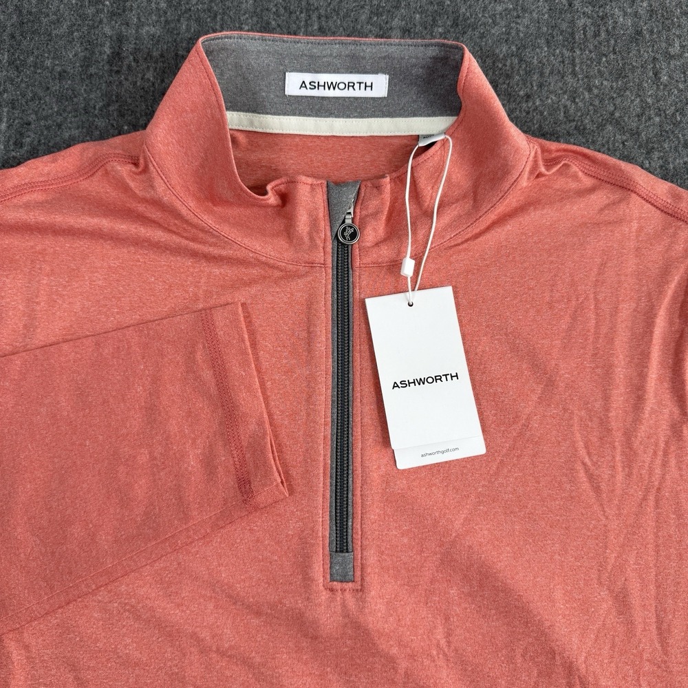 NWT Ashworth Men's M 1/4 Zip Golf Pullover Sunset Heather Stretch